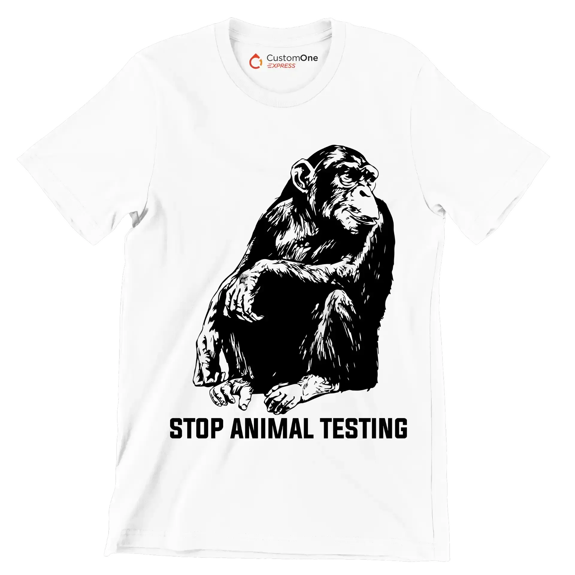 Stop animal testing - Vegan Themed T-Shirt-White-S-Custom One Express