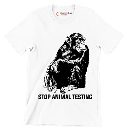Stop animal testing - Vegan Themed T-Shirt-White-S-Custom One Express
