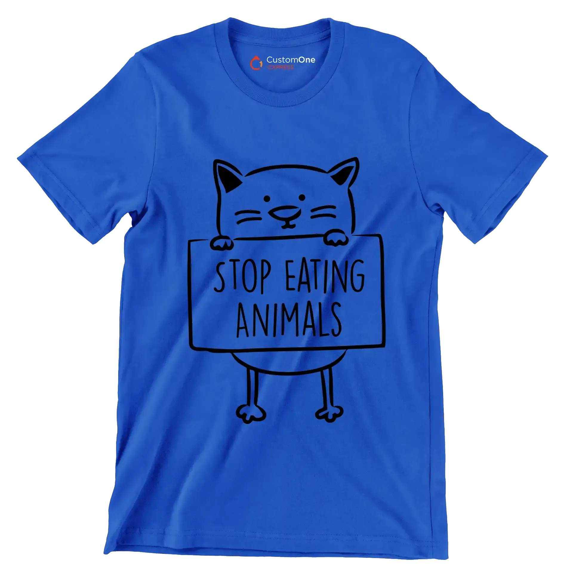 Stop eating animals - Vegan Themed T-Shirt-Blue-S-Custom One Express