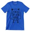 Stop eating animals - Vegan Themed T-Shirt-Blue-S-Custom One Express