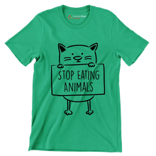 Stop eating animals - Vegan Themed T-Shirt-Green-S-Custom One Express