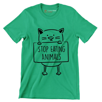 Stop eating animals - Vegan Themed T-Shirt-Green-S-Custom One Express