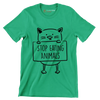 Stop eating animals - Vegan Themed T-Shirt-Green-S-Custom One Express