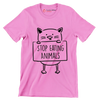 Stop eating animals - Vegan Themed T-Shirt-Pink-S-Custom One Express