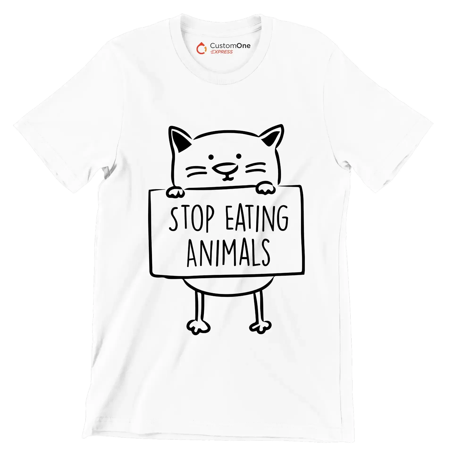 Stop eating animals - Vegan Themed T-Shirt-White-S-Custom One Express