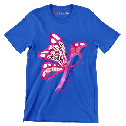 Strength hope faith love courage - Breast Cancer Awareness T-Shirt-Blue-S-Custom One Express