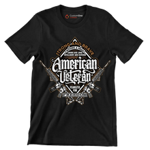 Strong and brave moving ahead loving and loyal intelligent and curious american veteran fearless for freedom - Veterans Themed T-Shirt-Black-S-Custom One Express