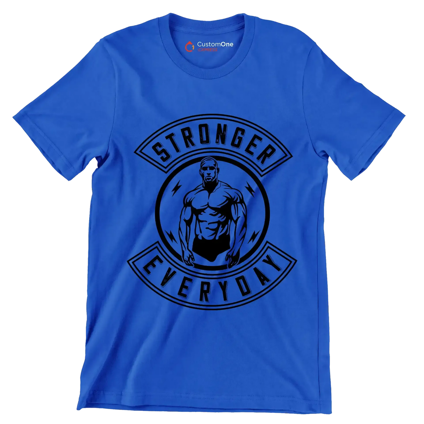 Stronger Everyday - Gym Themed T-Shirt-Blue-S-Custom One Express