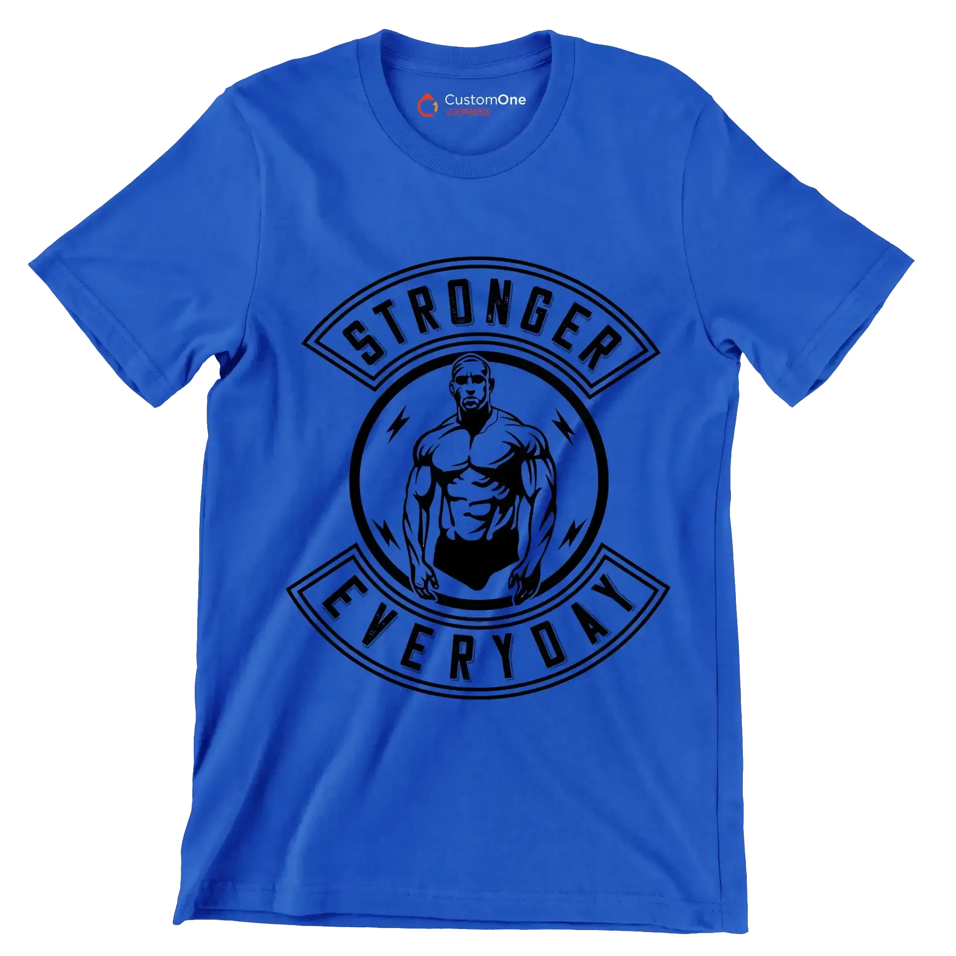 Stronger Everyday - Gym Themed T-Shirt-Blue-S-Custom One Express