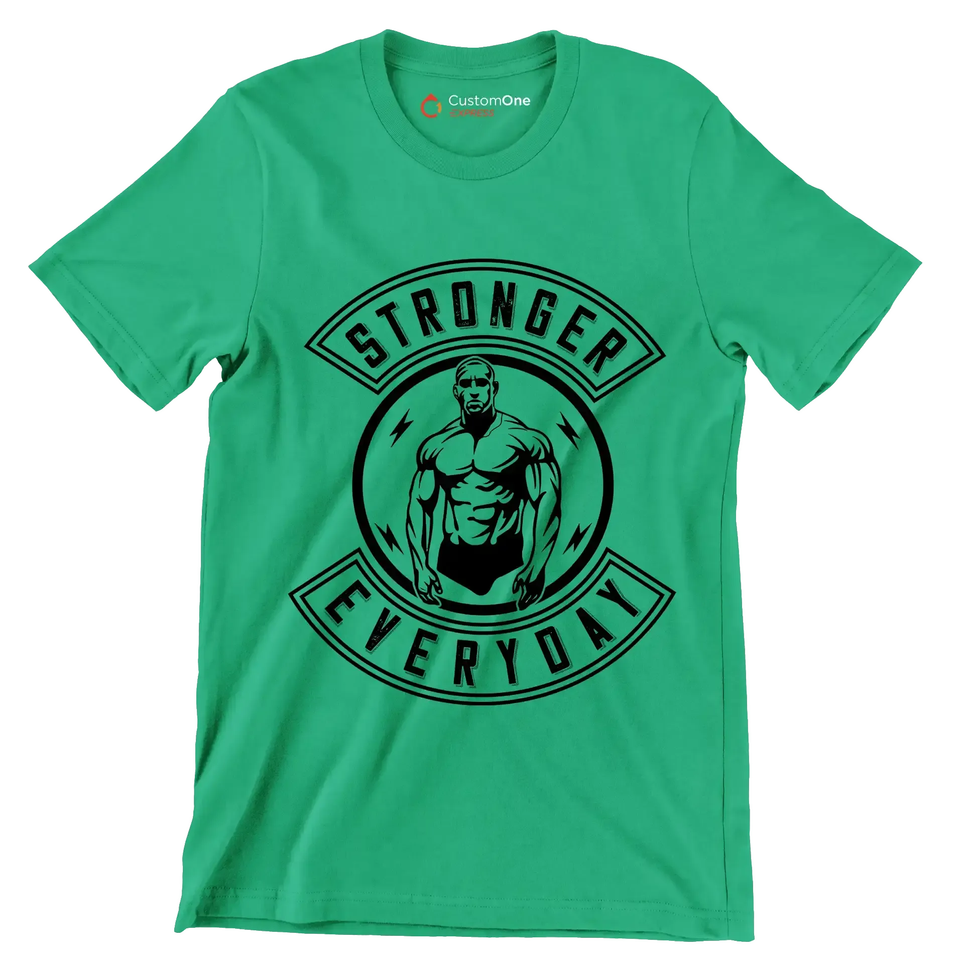 Stronger Everyday - Gym Themed T-Shirt-Green-S-Custom One Express