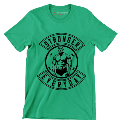Stronger Everyday - Gym Themed T-Shirt-Green-S-Custom One Express