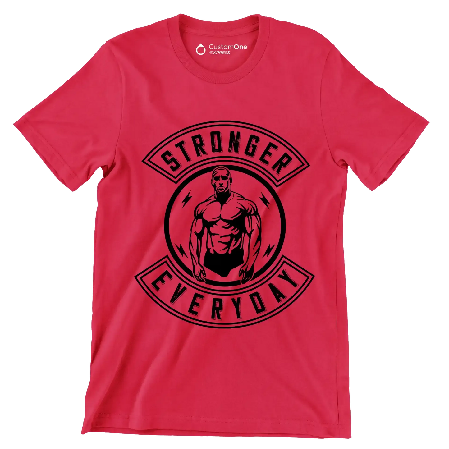 Stronger Everyday - Gym Themed T-Shirt-Red-S-Custom One Express