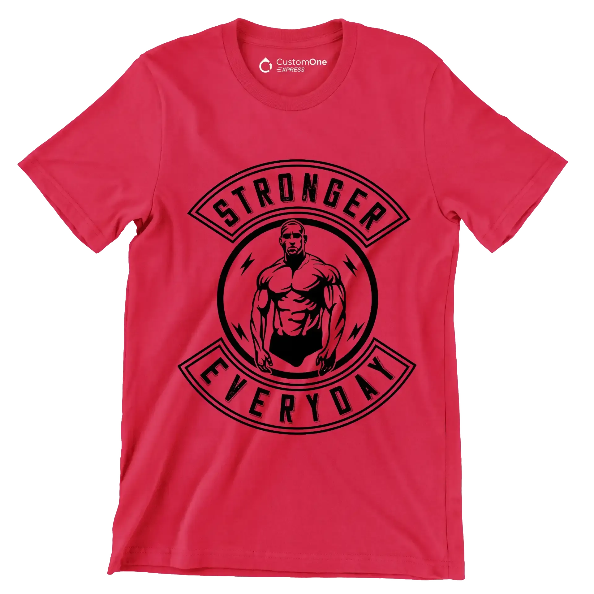 Stronger Everyday - Gym Themed T-Shirt-Red-S-Custom One Express