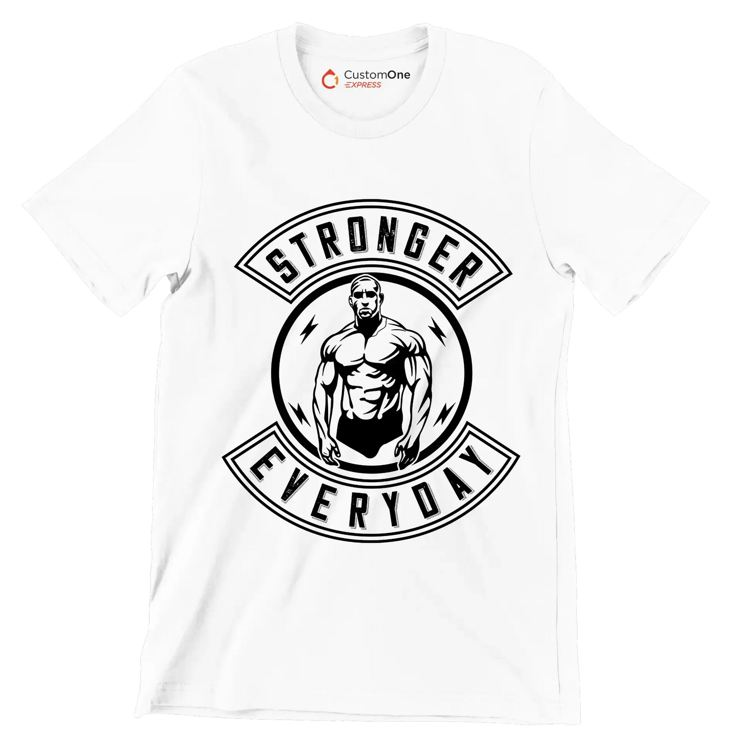 Stronger Everyday - Gym Themed T-Shirt-White-S-Custom One Express
