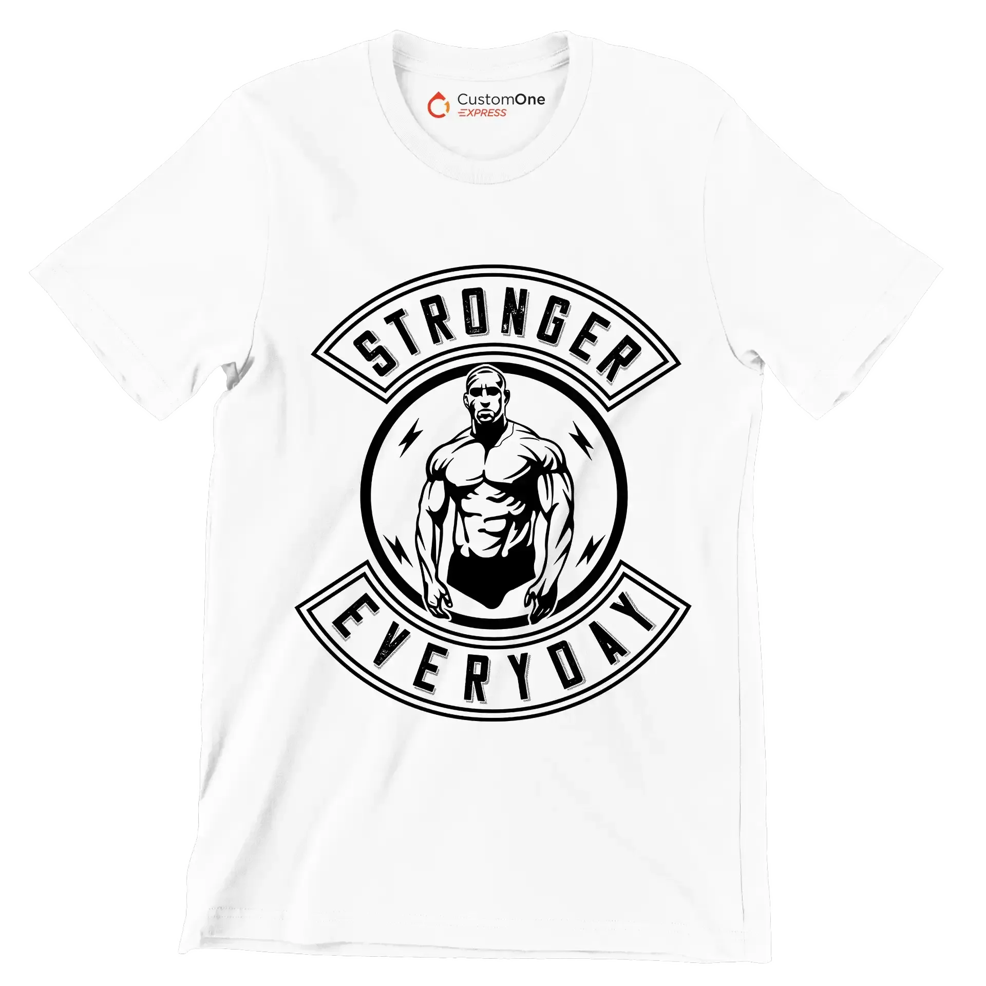 Stronger Everyday - Gym Themed T-Shirt-White-S-Custom One Express