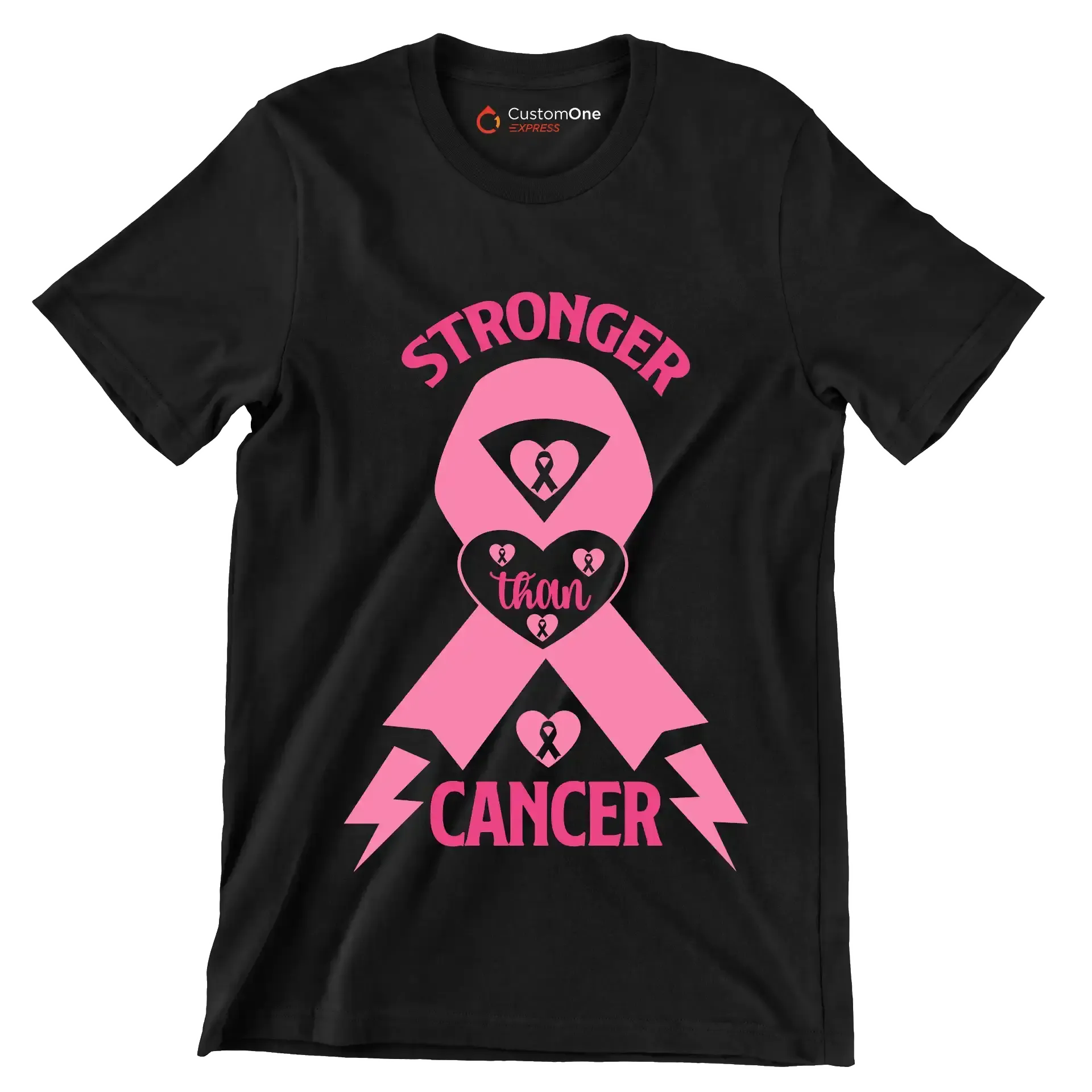 Stronger than cancer - Breast Cancer Awareness T-Shirt-Black-S-Custom One Express