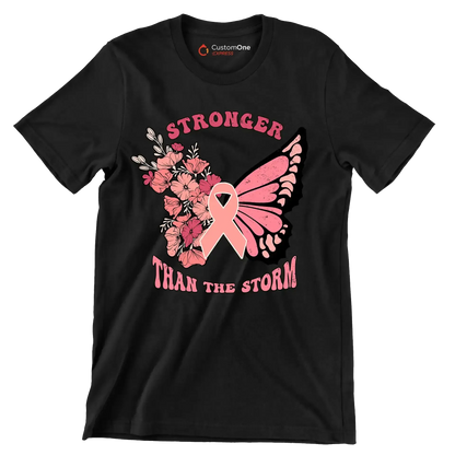 Stronger than the storm - Breast Cancer Awareness T-Shirt-Black-S-Custom One Express