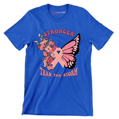 Stronger than the storm - Breast Cancer Awareness T-Shirt-Blue-S-Custom One Express