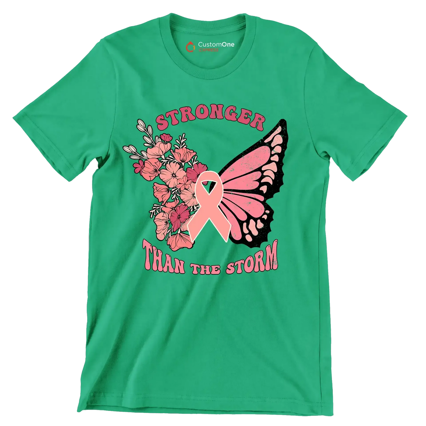 Stronger than the storm - Breast Cancer Awareness T-Shirt-Green-S-Custom One Express