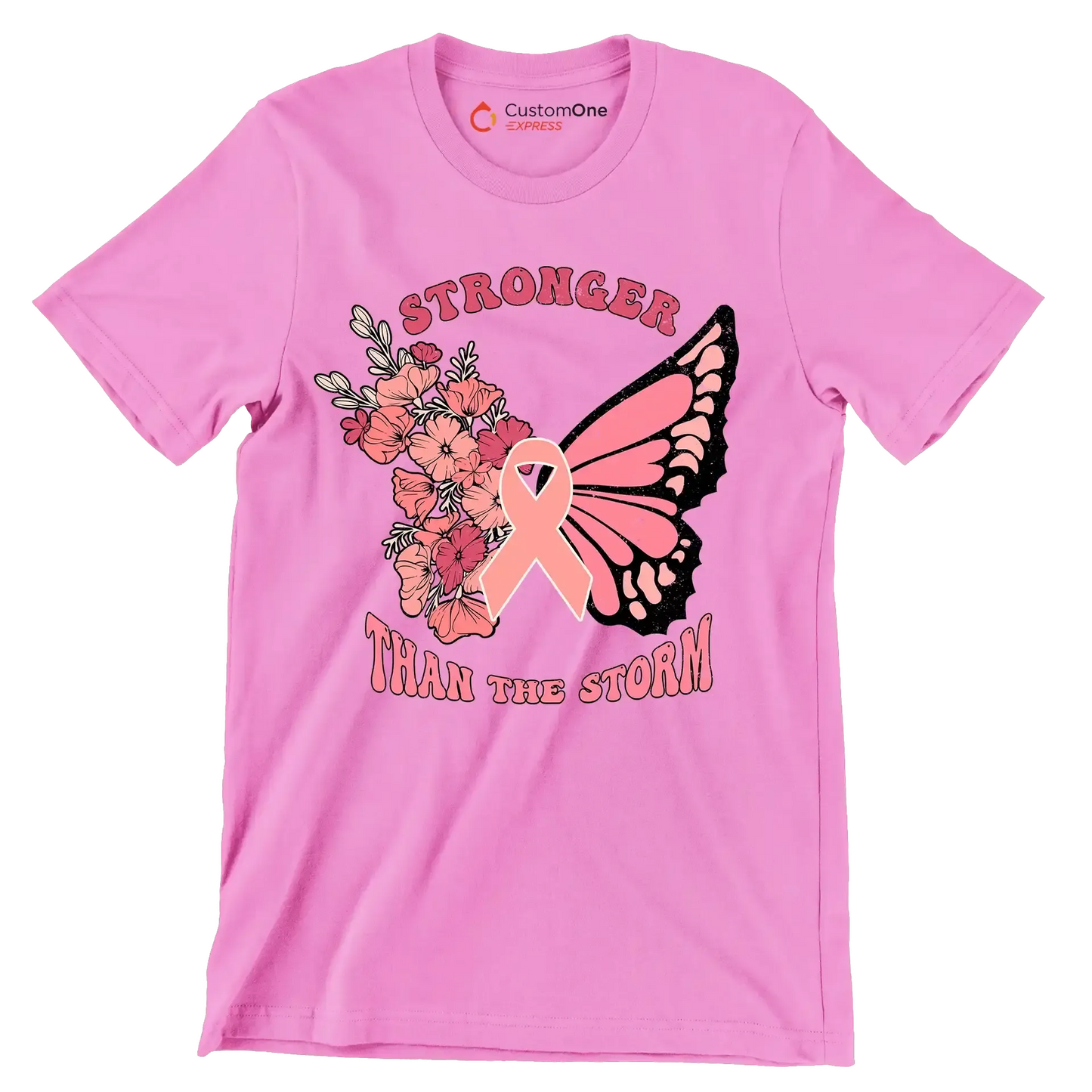 Stronger than the storm - Breast Cancer Awareness T-Shirt-Pink-S-Custom One Express