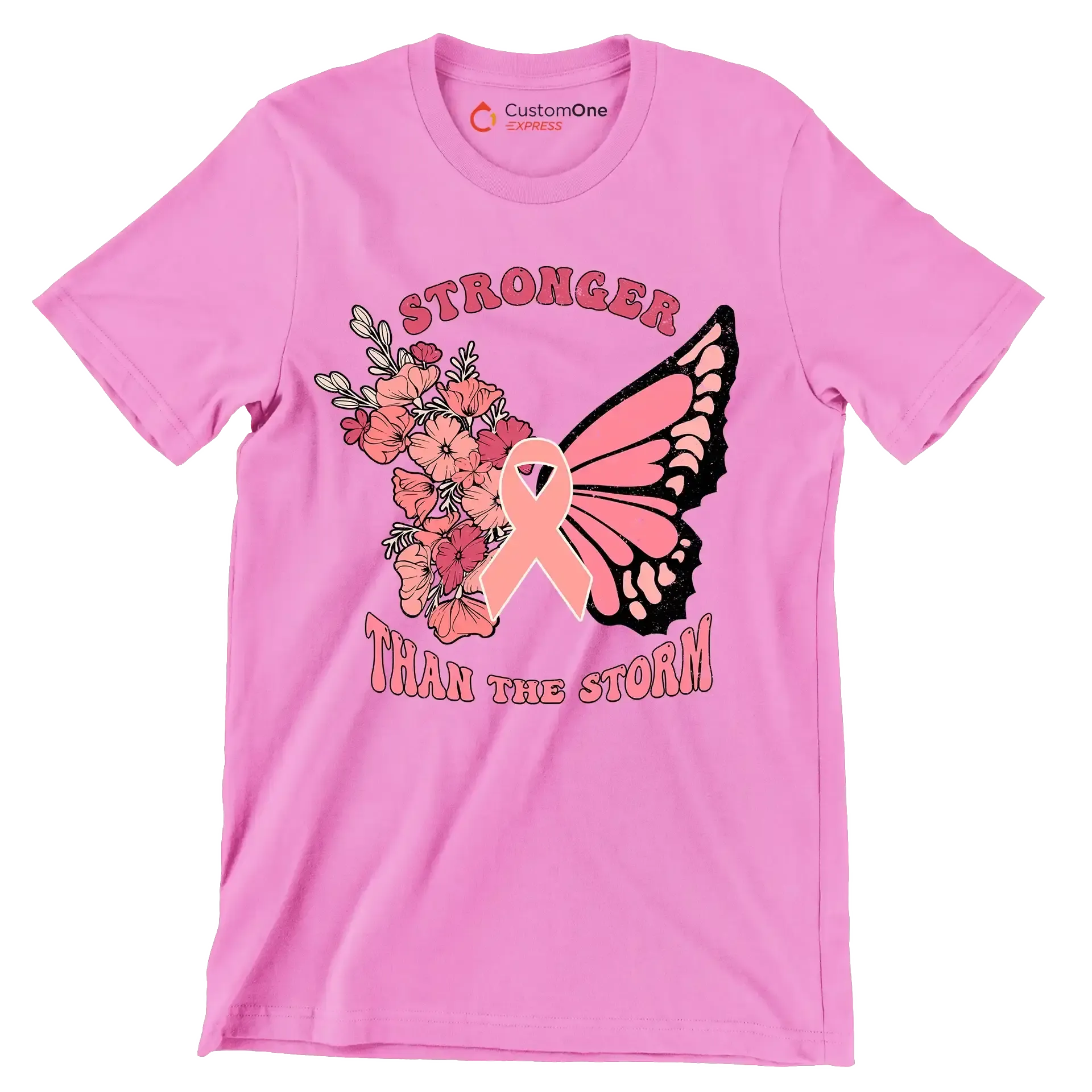 Stronger than the storm - Breast Cancer Awareness T-Shirt-Pink-S-Custom One Express
