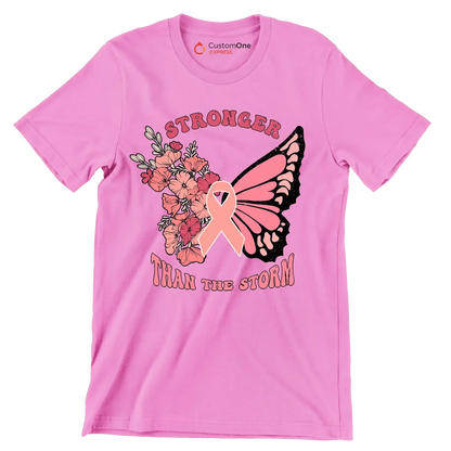 Stronger than the storm - Breast Cancer Awareness T-Shirt-Pink-S-Custom One Express