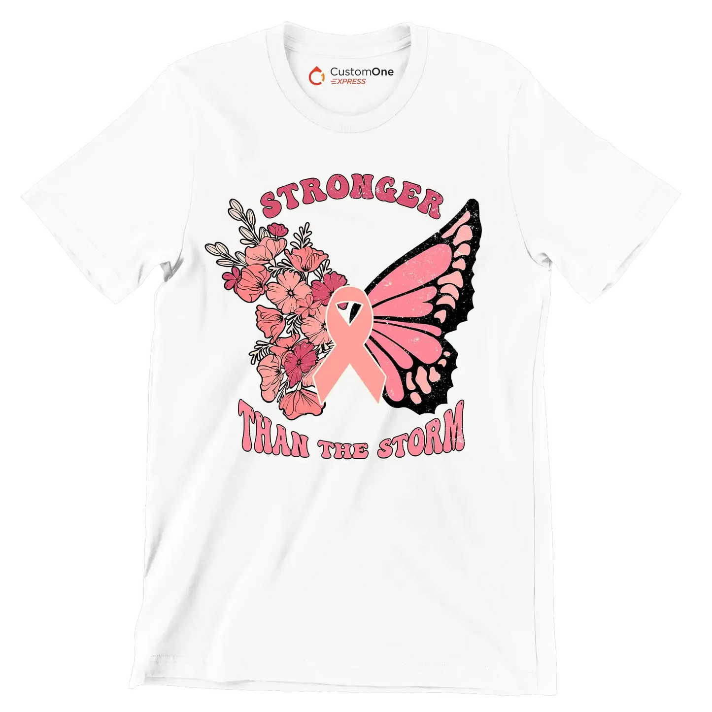 Stronger than the storm - Breast Cancer Awareness T-Shirt-White-S-Custom One Express