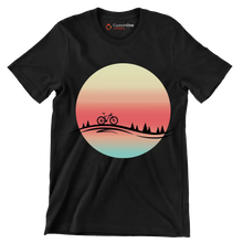 Sunset Ride T-Shirt – Serenity for Cyclists - Bicycle Themed T-Shirt-Black-S-Custom One Express