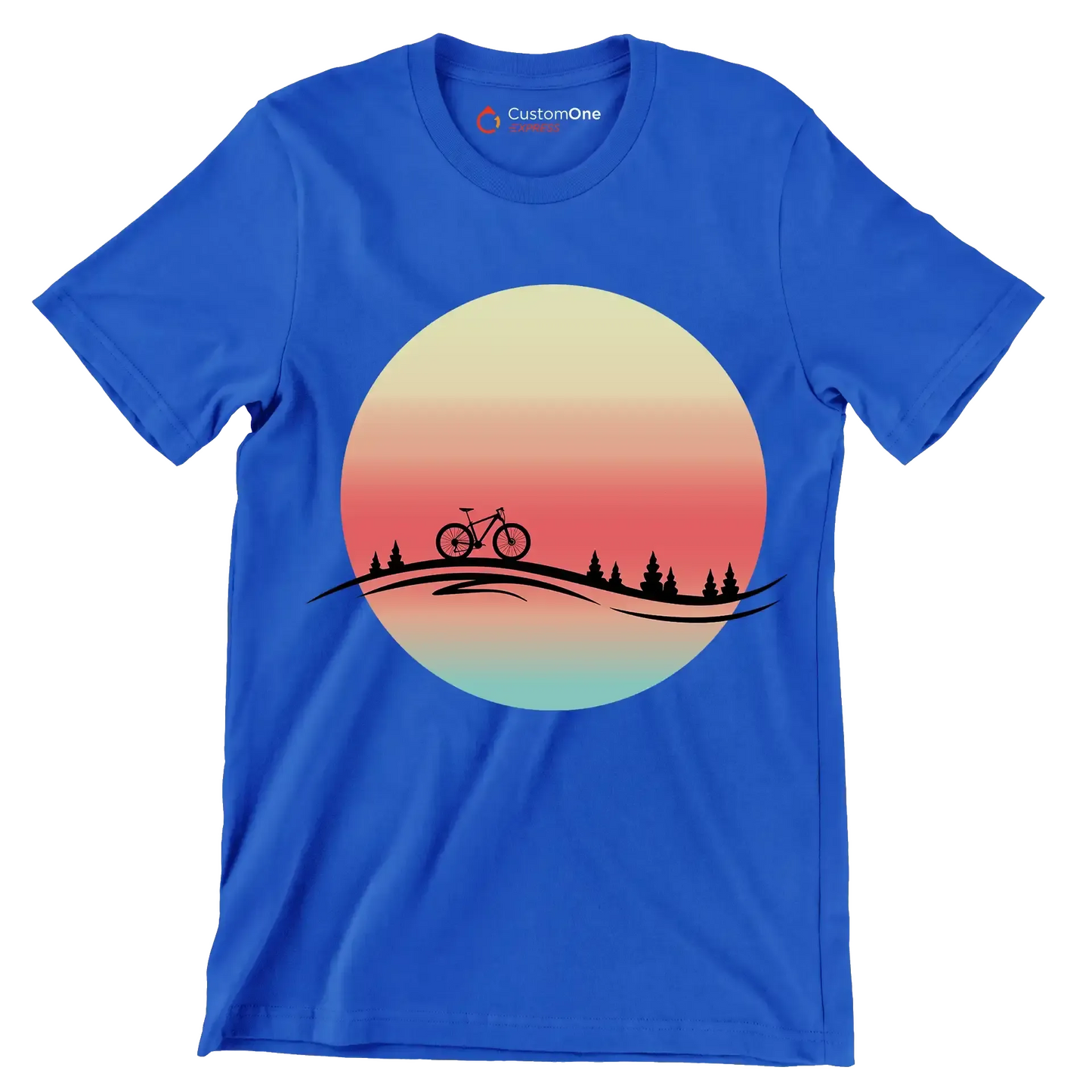 Sunset Ride T-Shirt – Serenity for Cyclists - Bicycle Themed T-Shirt-Blue-S-Custom One Express
