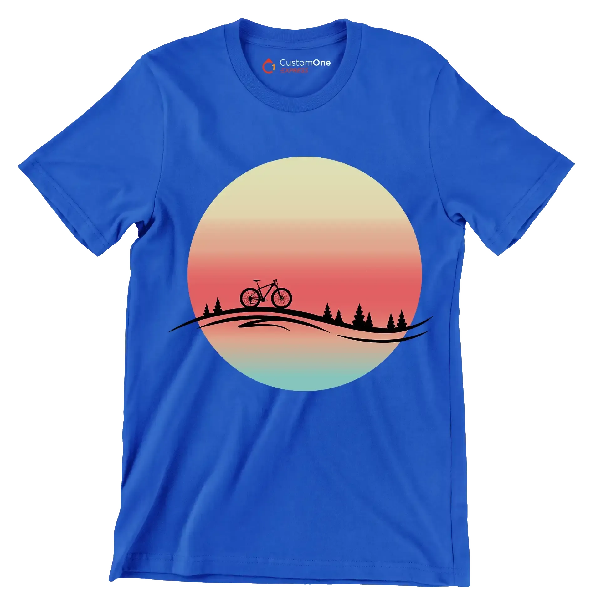 Sunset Ride T-Shirt – Serenity for Cyclists - Bicycle Themed T-Shirt-Blue-S-Custom One Express