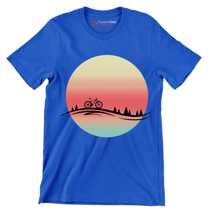 Sunset Ride T-Shirt – Serenity for Cyclists - Bicycle Themed T-Shirt-Blue-S-Custom One Express