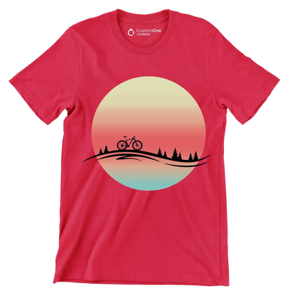 Sunset Ride T-Shirt – Serenity for Cyclists - Bicycle Themed T-Shirt-Red-S-Custom One Express