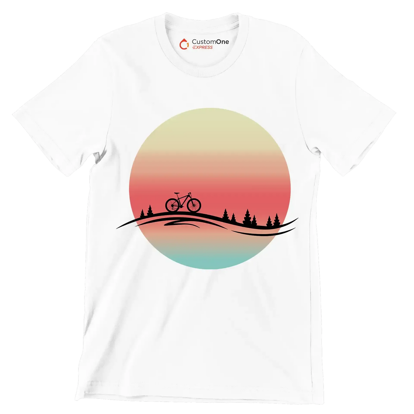 Sunset Ride T-Shirt – Serenity for Cyclists - Bicycle Themed T-Shirt-White-S-Custom One Express