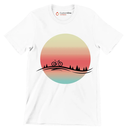 Sunset Ride T-Shirt – Serenity for Cyclists - Bicycle Themed T-Shirt-White-S-Custom One Express