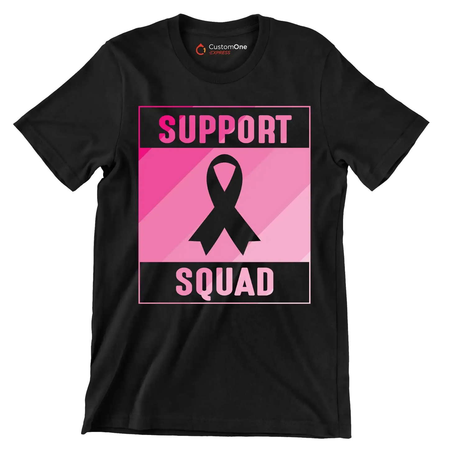 Support Squad - Breast Cancer Awareness T-Shirt-Black-S-Custom One Express