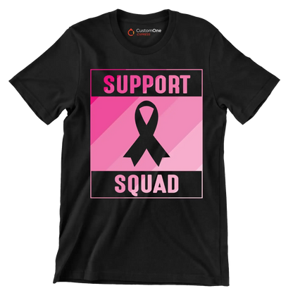 Support Squad - Breast Cancer Awareness T-Shirt-Black-S-Custom One Express