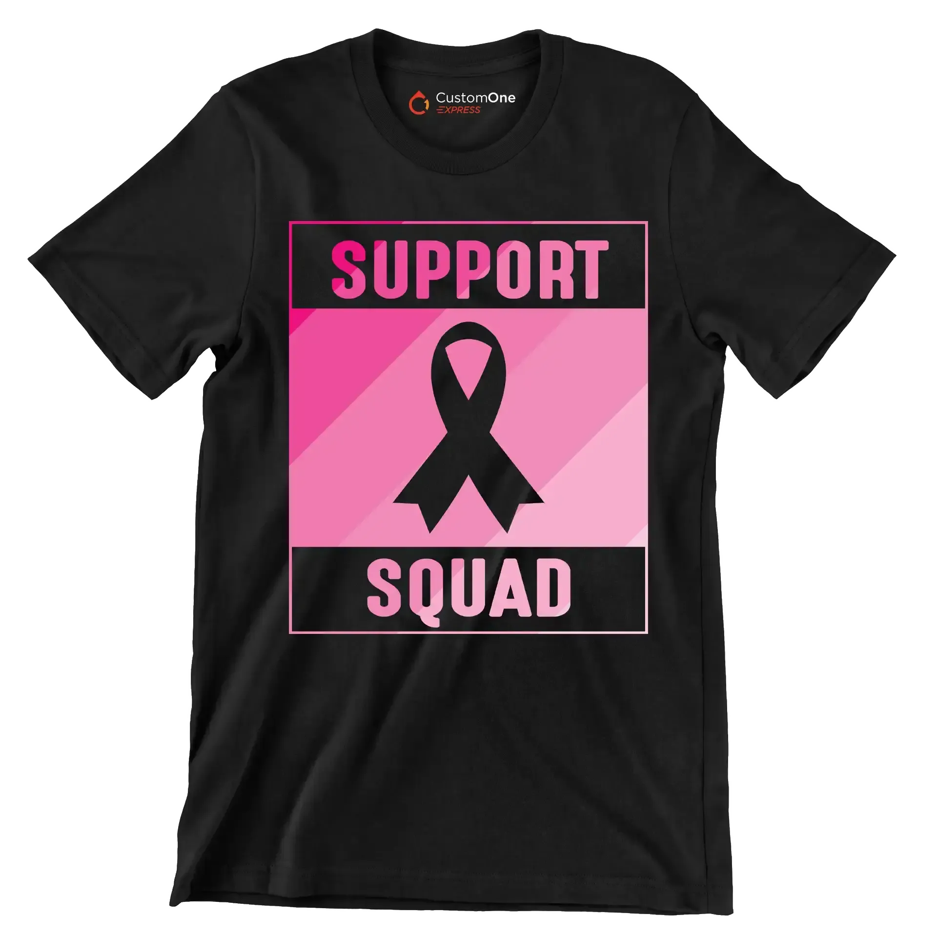 Support Squad - Breast Cancer Awareness T-Shirt-Black-S-Custom One Express