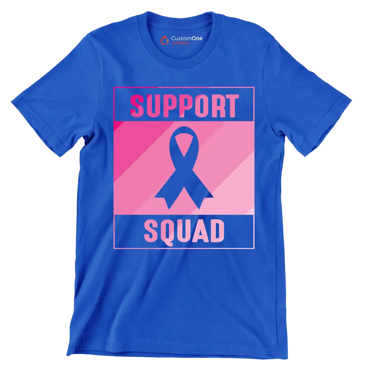 Support Squad - Breast Cancer Awareness T-Shirt-Blue-S-Custom One Express
