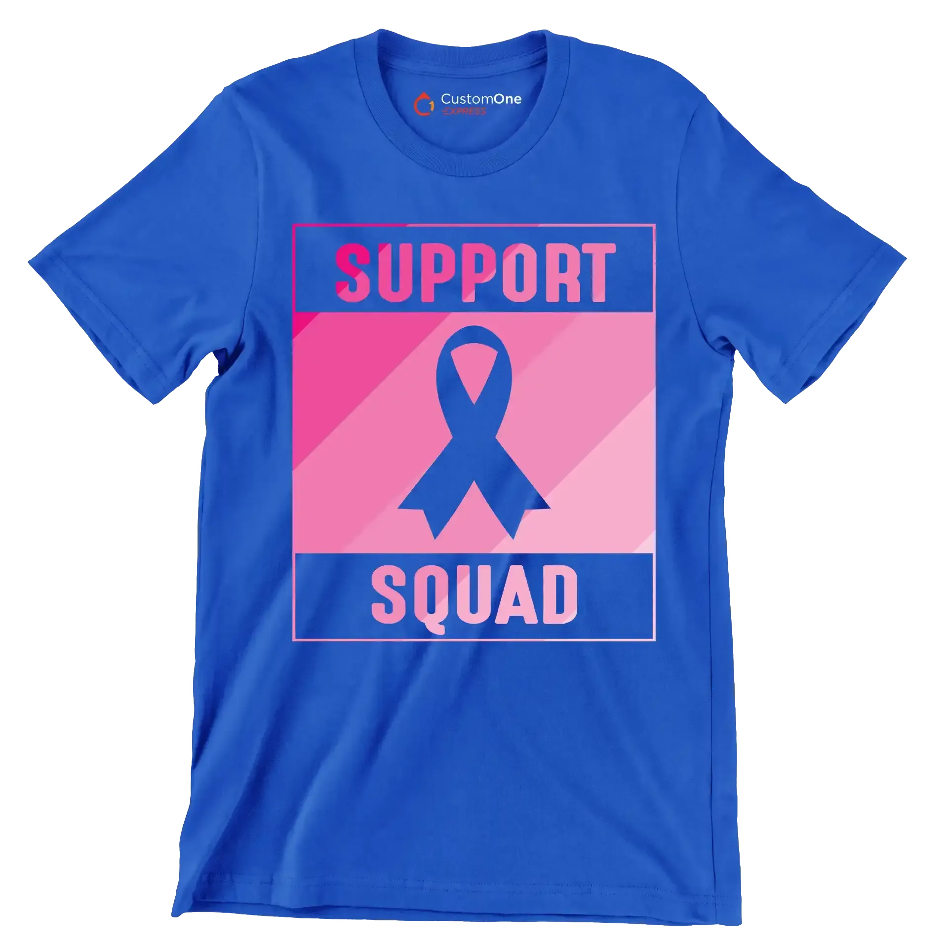 Support Squad - Breast Cancer Awareness T-Shirt-Blue-S-Custom One Express