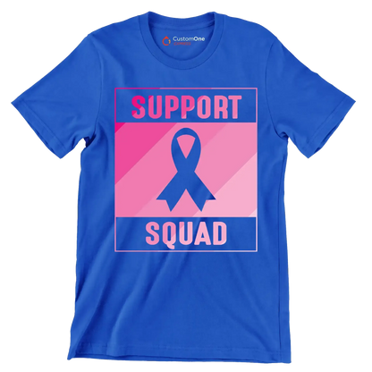 Support Squad - Breast Cancer Awareness T-Shirt-Blue-S-Custom One Express