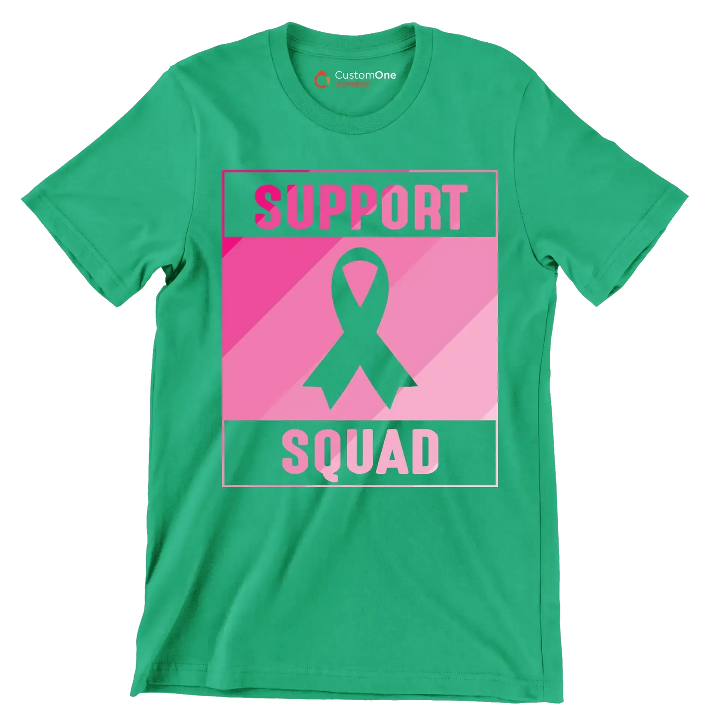 Support Squad - Breast Cancer Awareness T-Shirt-Green-S-Custom One Express