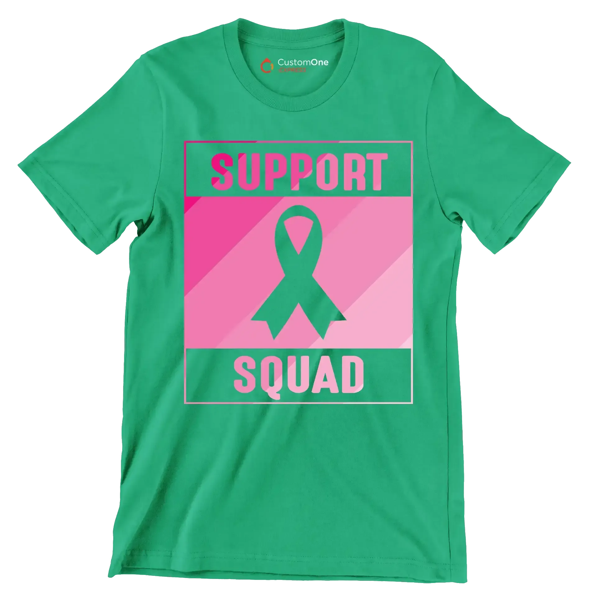 Support Squad - Breast Cancer Awareness T-Shirt-Green-S-Custom One Express