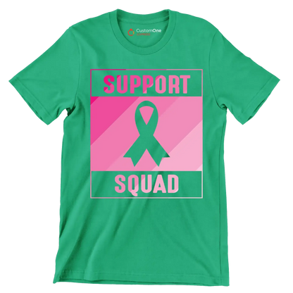 Support Squad - Breast Cancer Awareness T-Shirt-Green-S-Custom One Express