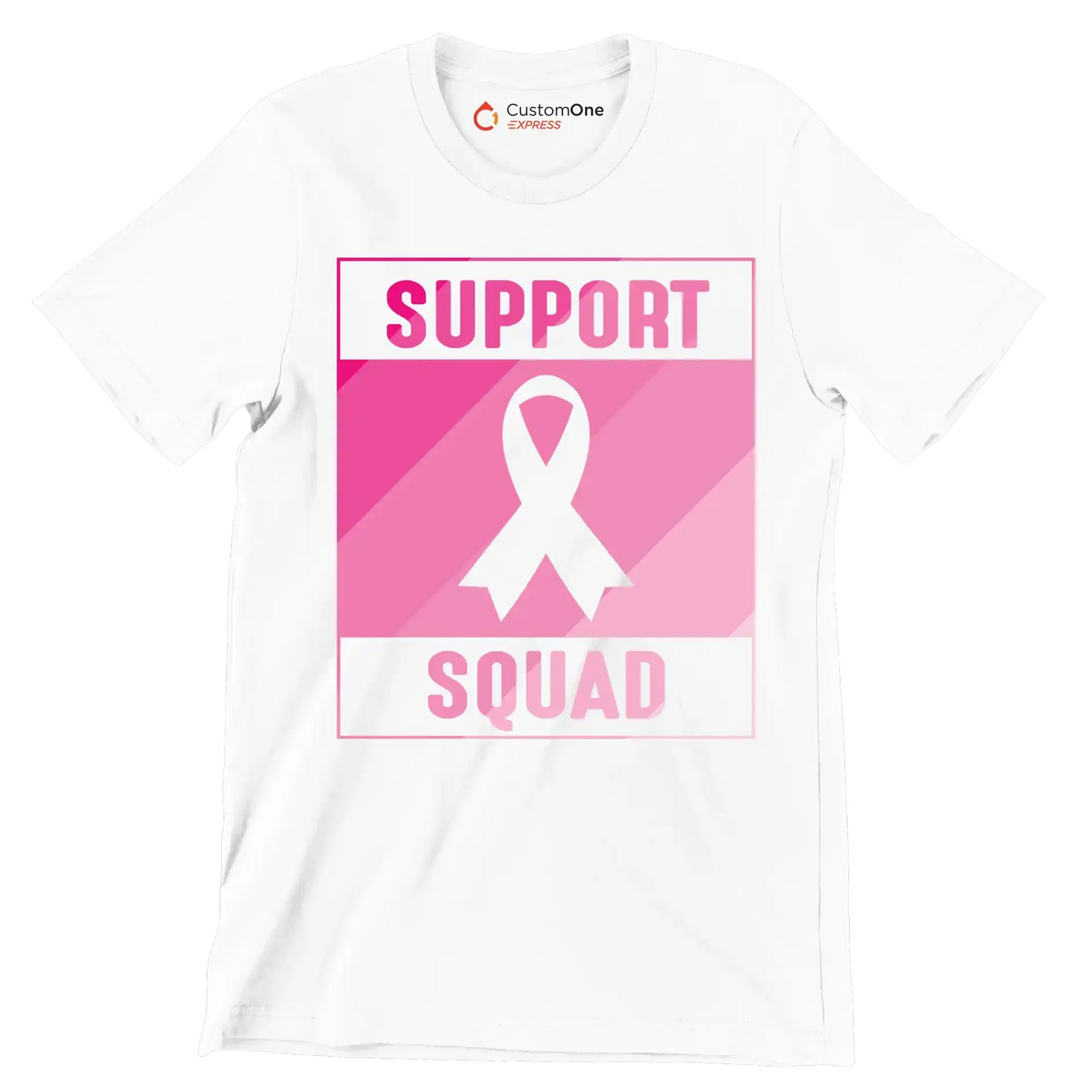 Support Squad - Breast Cancer Awareness T-Shirt-White-S-Custom One Express