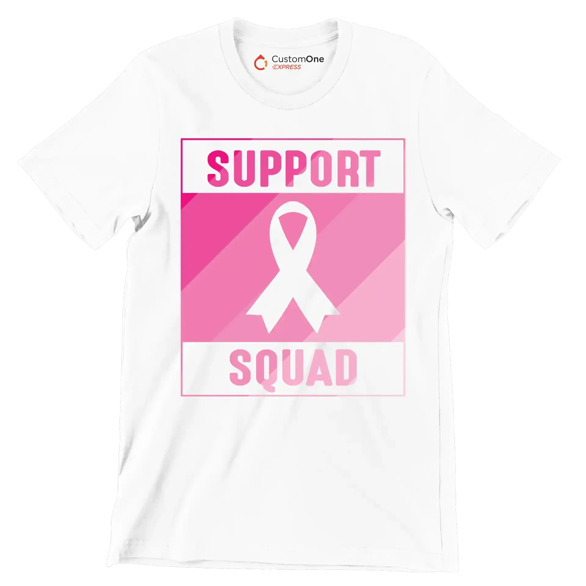 Support Squad - Breast Cancer Awareness T-Shirt-White-S-Custom One Express