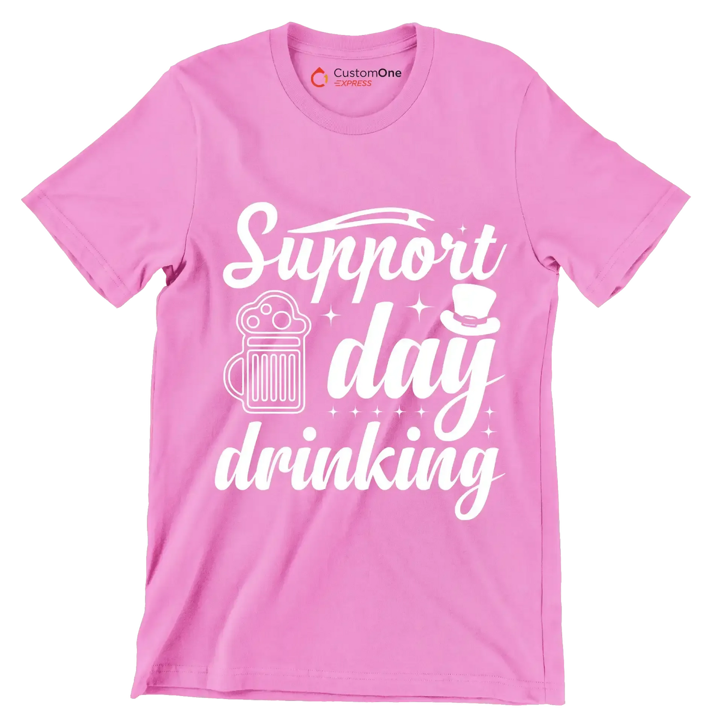 Support day drinking - St. Patrick's Day T-Shirt-Pink-S-Custom One Express