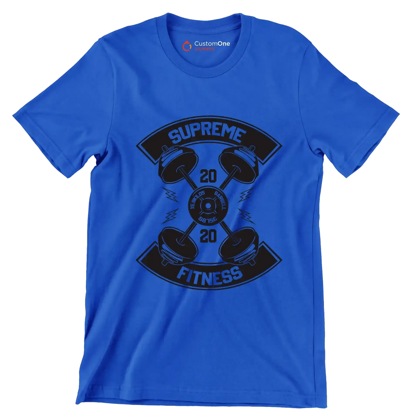 Supreme Fitness 20 20 Barbell 15.9 Kilos 35 Lbs - Gym Themed T-Shirt-Blue-S-Custom One Express