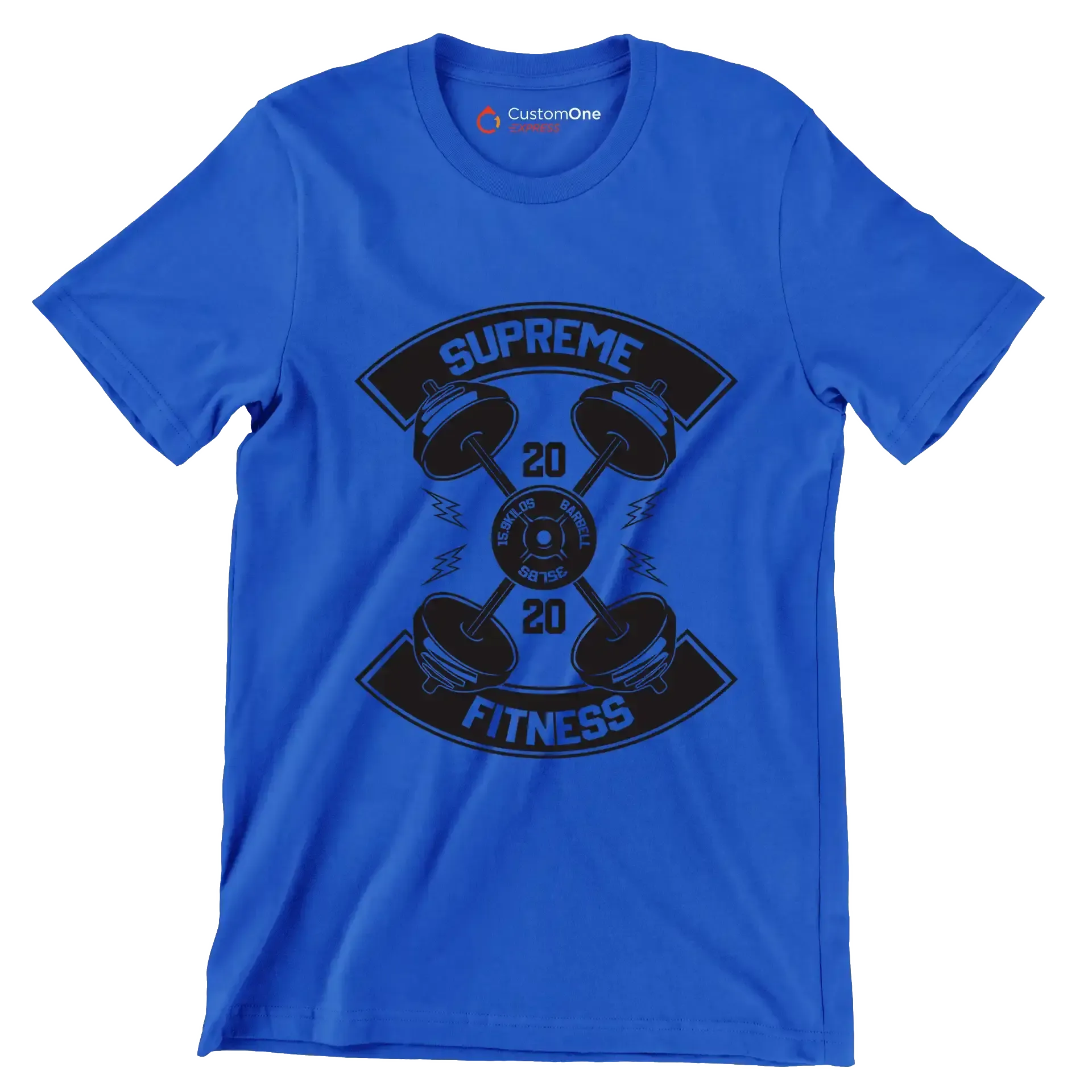 Supreme Fitness 20 20 Barbell 15.9 Kilos 35 Lbs - Gym Themed T-Shirt-Blue-S-Custom One Express
