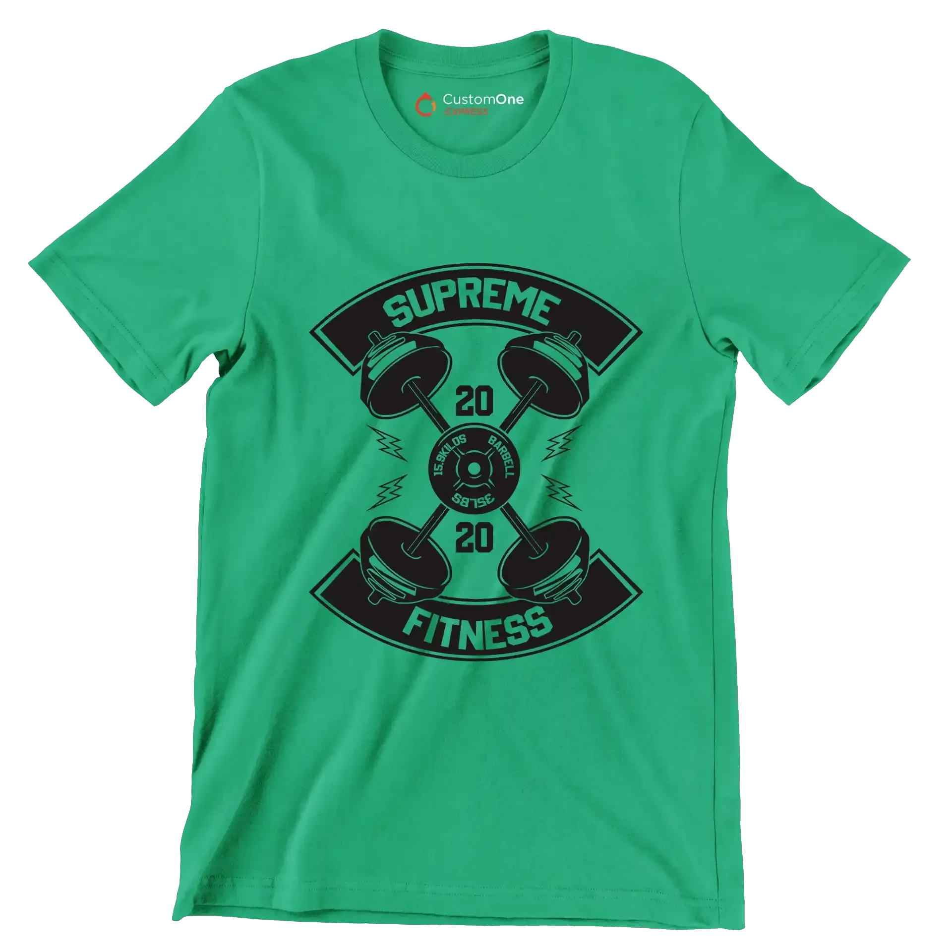 Supreme Fitness 20 20 Barbell 15.9 Kilos 35 Lbs - Gym Themed T-Shirt-Green-S-Custom One Express