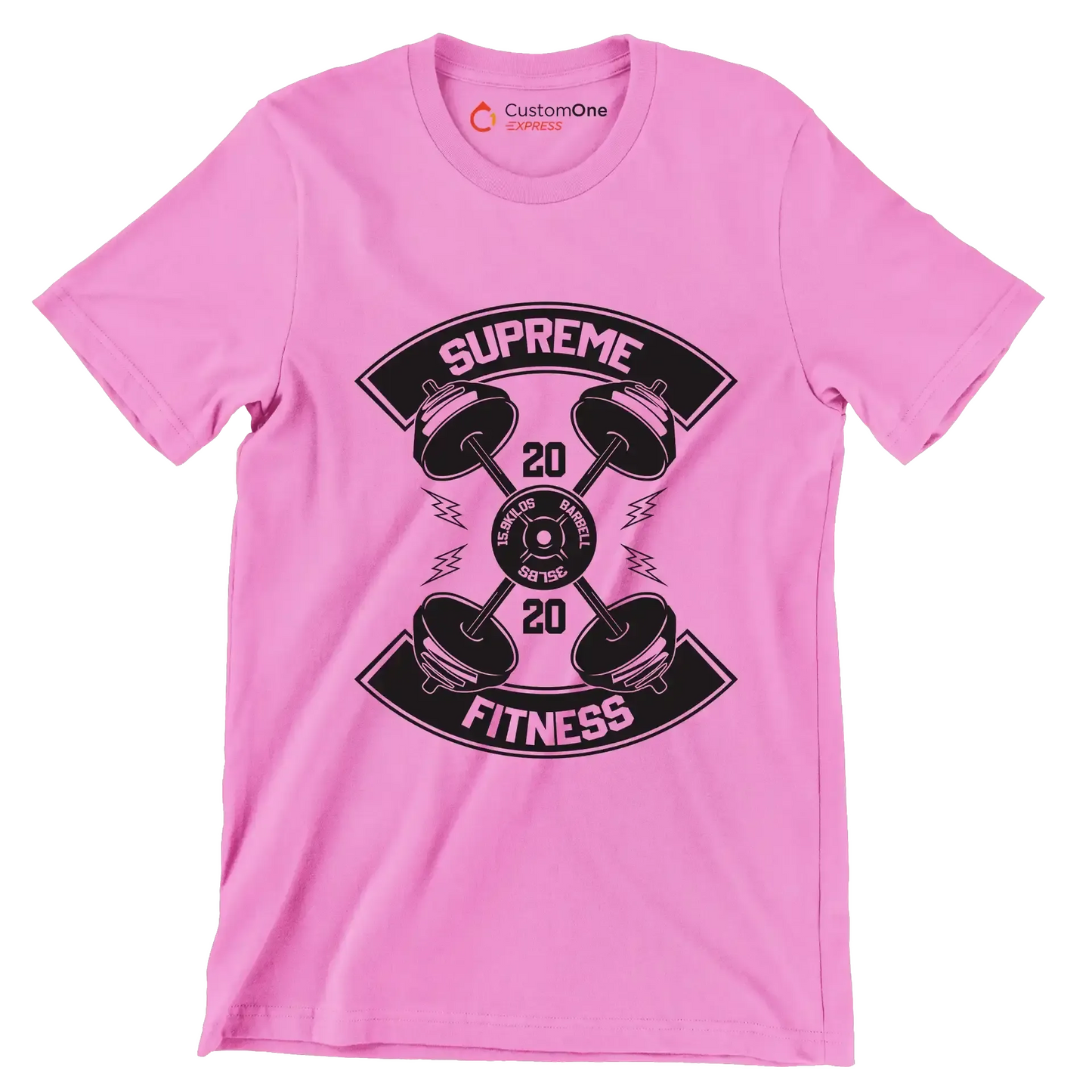 Supreme Fitness 20 20 Barbell 15.9 Kilos 35 Lbs - Gym Themed T-Shirt-Pink-S-Custom One Express